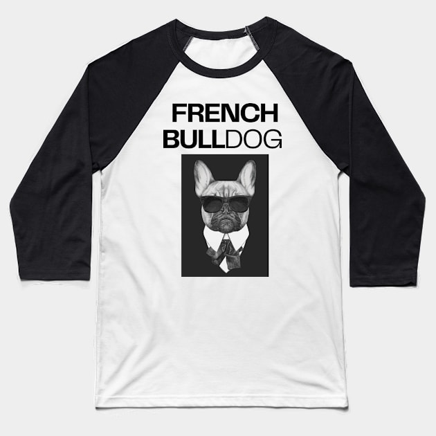 Cool French Bulldog with Sunglasses Baseball T-Shirt by Maful